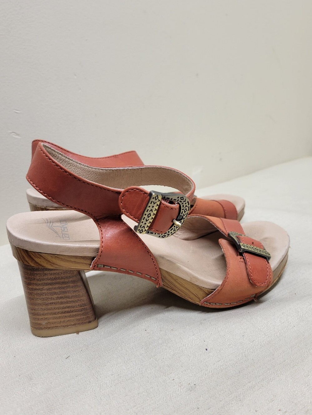 Dansko Anna Leather Orange Heeled Sandals Size 37 - Picture 6 of 12